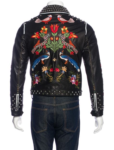 gucci embroidered leather jacket